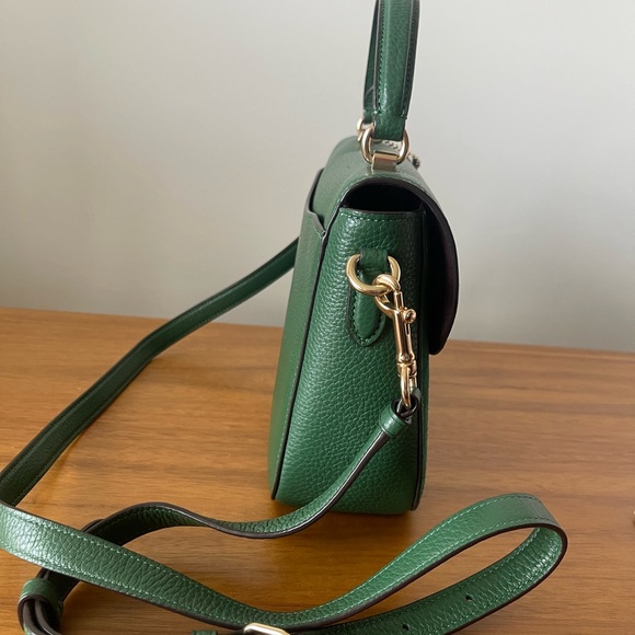 Coach Marlie Top Handle Satchel Kelly Green Leather & Suede - Picture 4 of 17